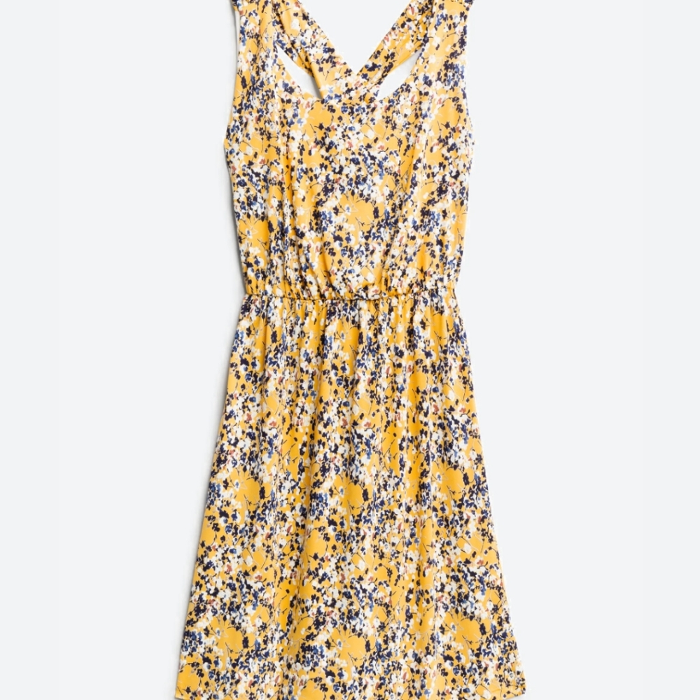 Yellow Floral Knit Dress